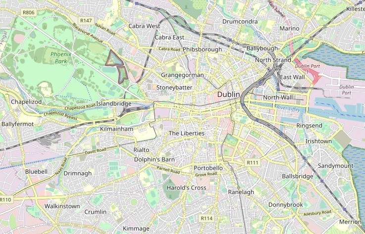 Mappa città di Dublino
