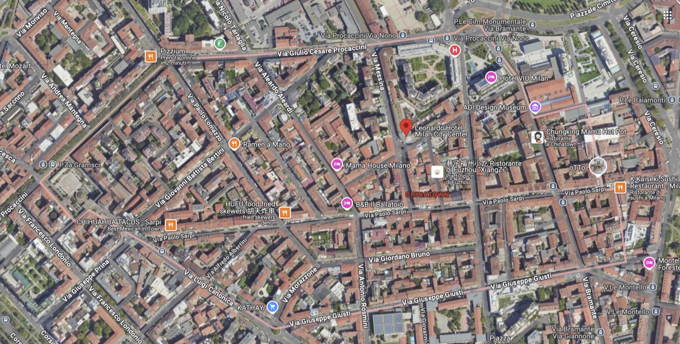 Il quartiere di Chinatown visto dall'alto